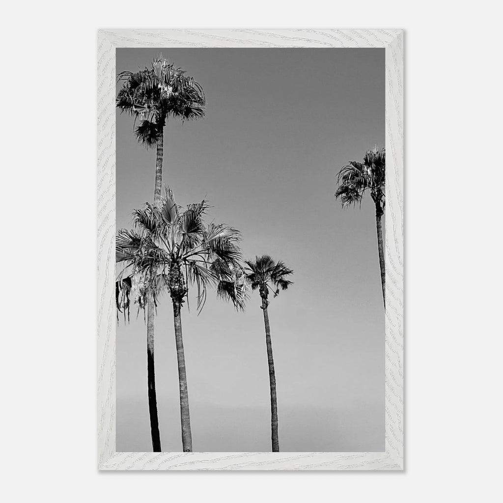 Premium wooden framed black and white California beach icons poster with semi-glossy finish from Studio Edition.