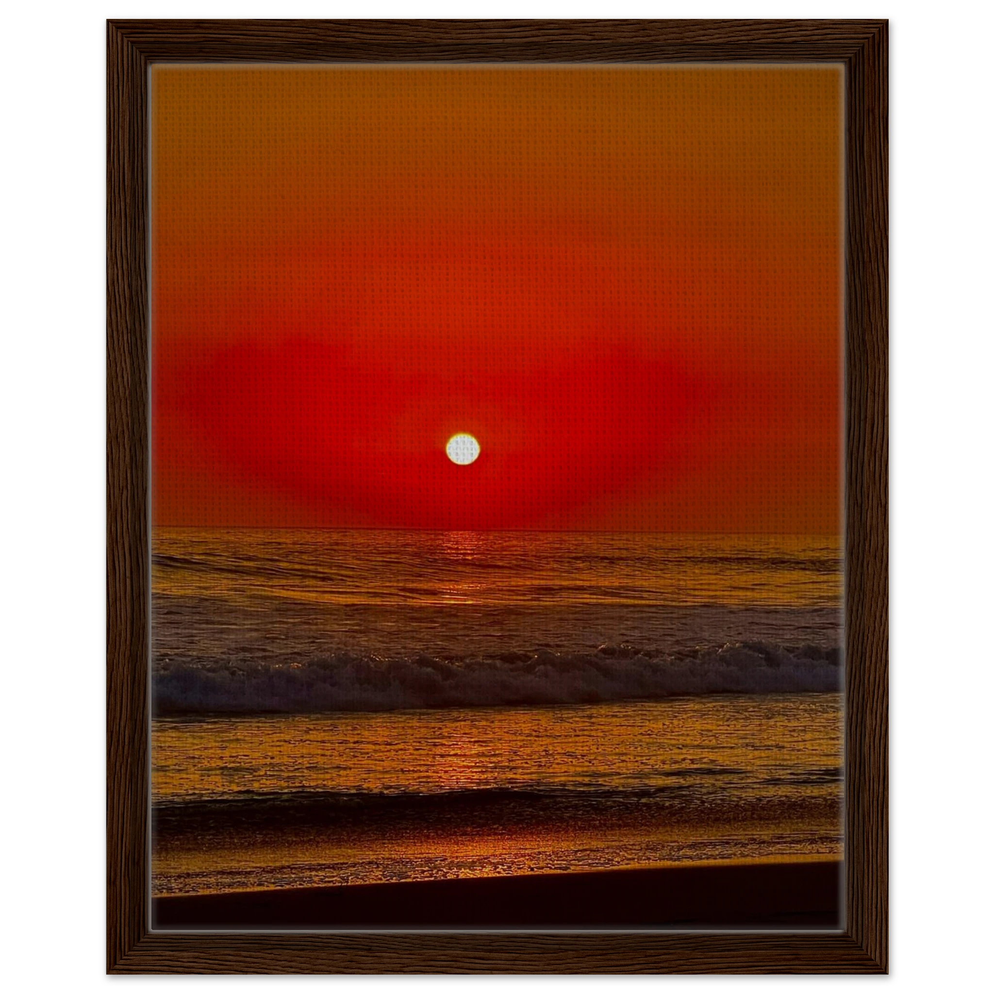 California Red Sunset Series 2/3 framed canvas print by CaliCuration featuring vibrant red sunset hues in a studio edition.