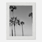 Premium wooden framed black and white California beach icons poster art in semi-glossy finish, Studio Edition.