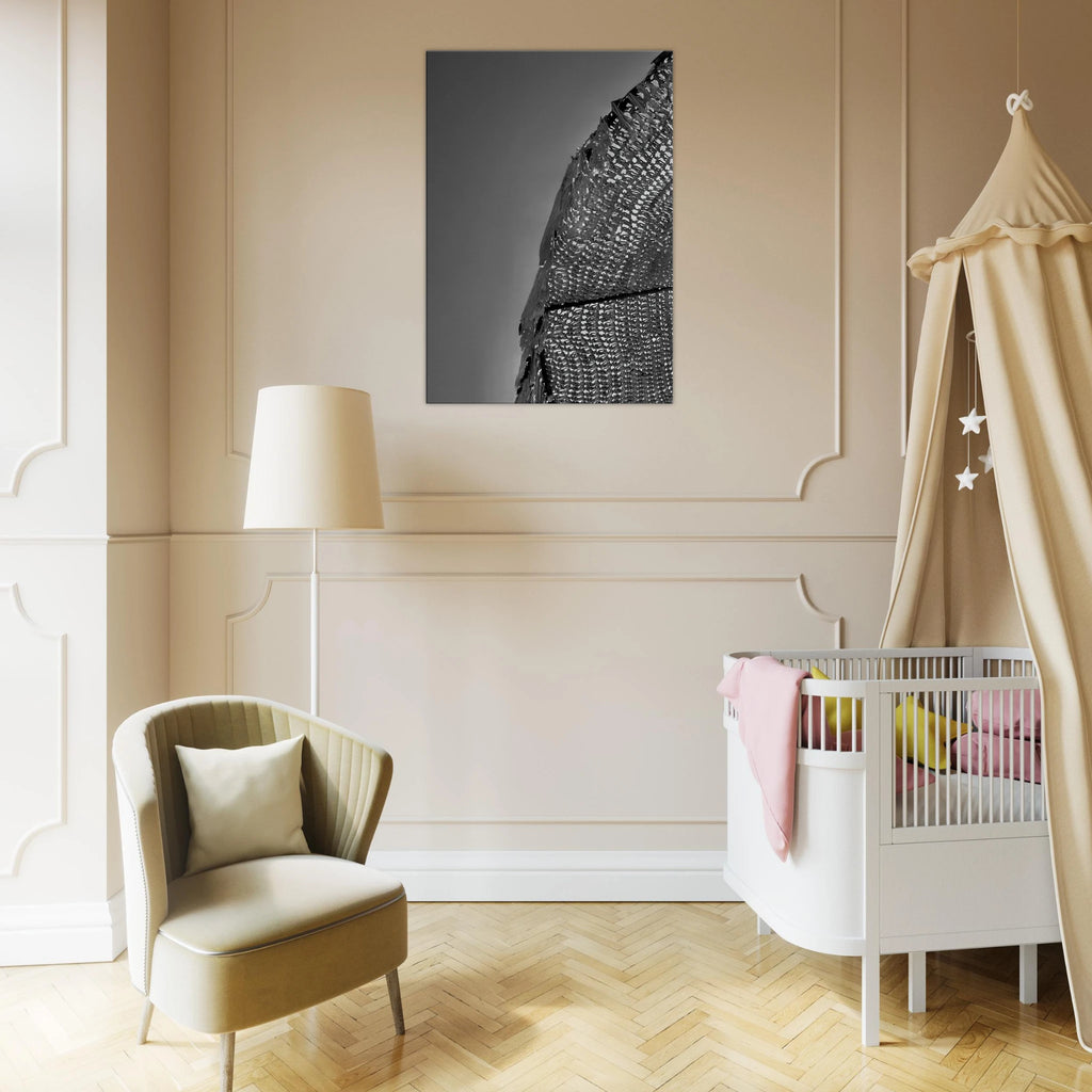 Minimalist black and white abstract canvas wall art featuring architectural light study, part of the Travel Collection Studio Edition.