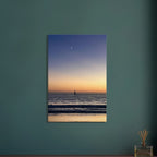 SoCal Fall Sunset canvas print by My Store depicting a vibrant sunset scene with warm autumn colors and a new moon over California.