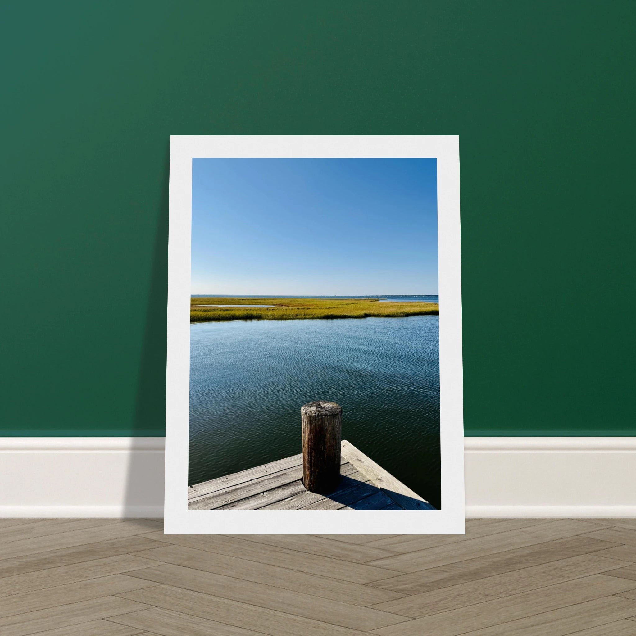 Framed print of Long Island Sound dreamy pier wall art from the Endless Summer Mood Travel Collection by My Store.