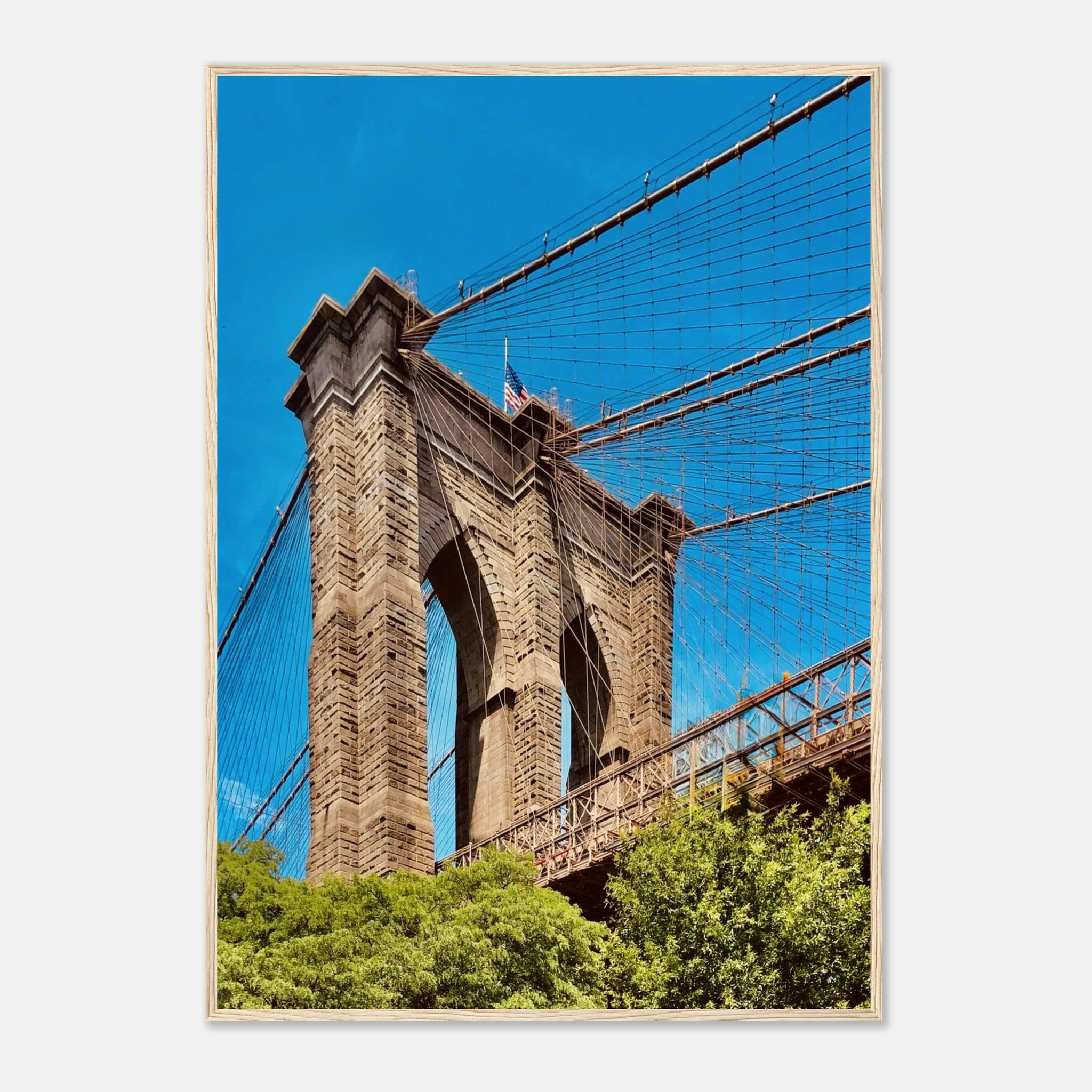 Framed print of NYC Brooklyn Bridge in Dumbo with a scenic view, part of the Studio Edition travel collection by My Store.