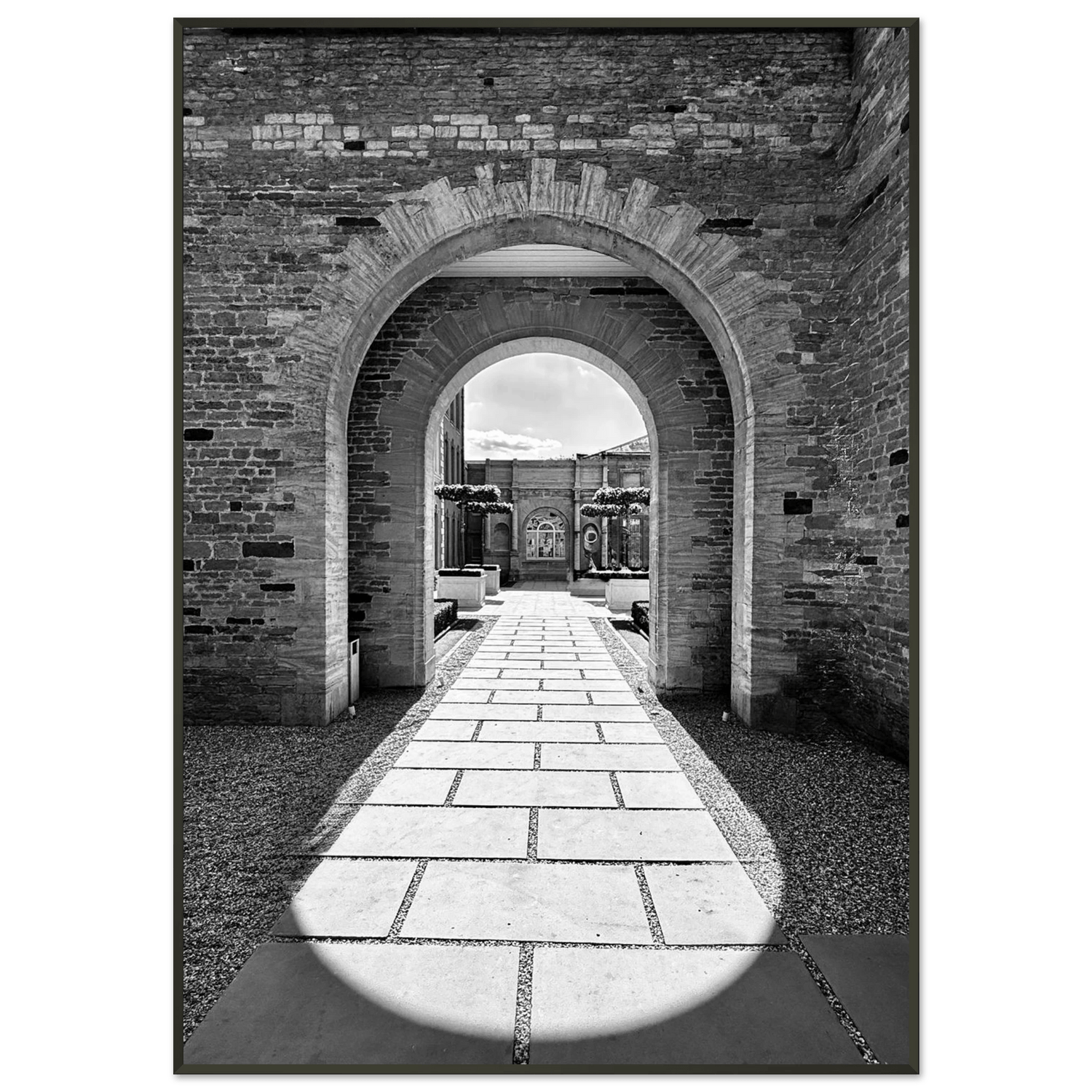 Cotswolds Estate Framed Poster – Summer Light and Shadows Art: Black & White Series - CaliCuration