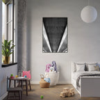 Black and white framed poster of London Tube escalator abstract art from the Travel Collection by My Store, studio edition print.