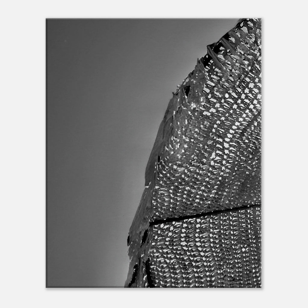 Minimalist black and white abstract canvas wall art print from My Store's architectural light study travel collection.