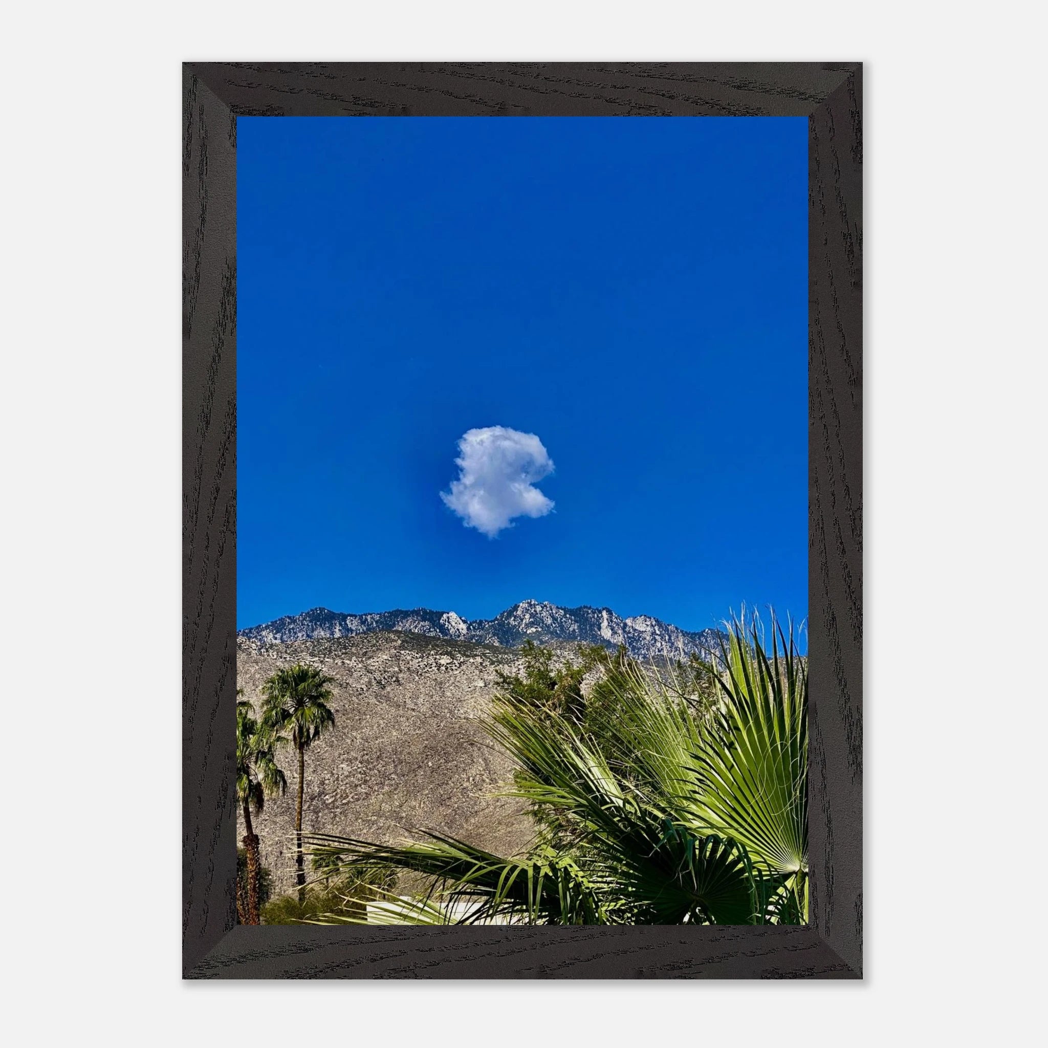 Palm Springs cloud mounted wooden framed poster featuring California scenery, perfect for stylish home decor, Studio Edition Spring 26
