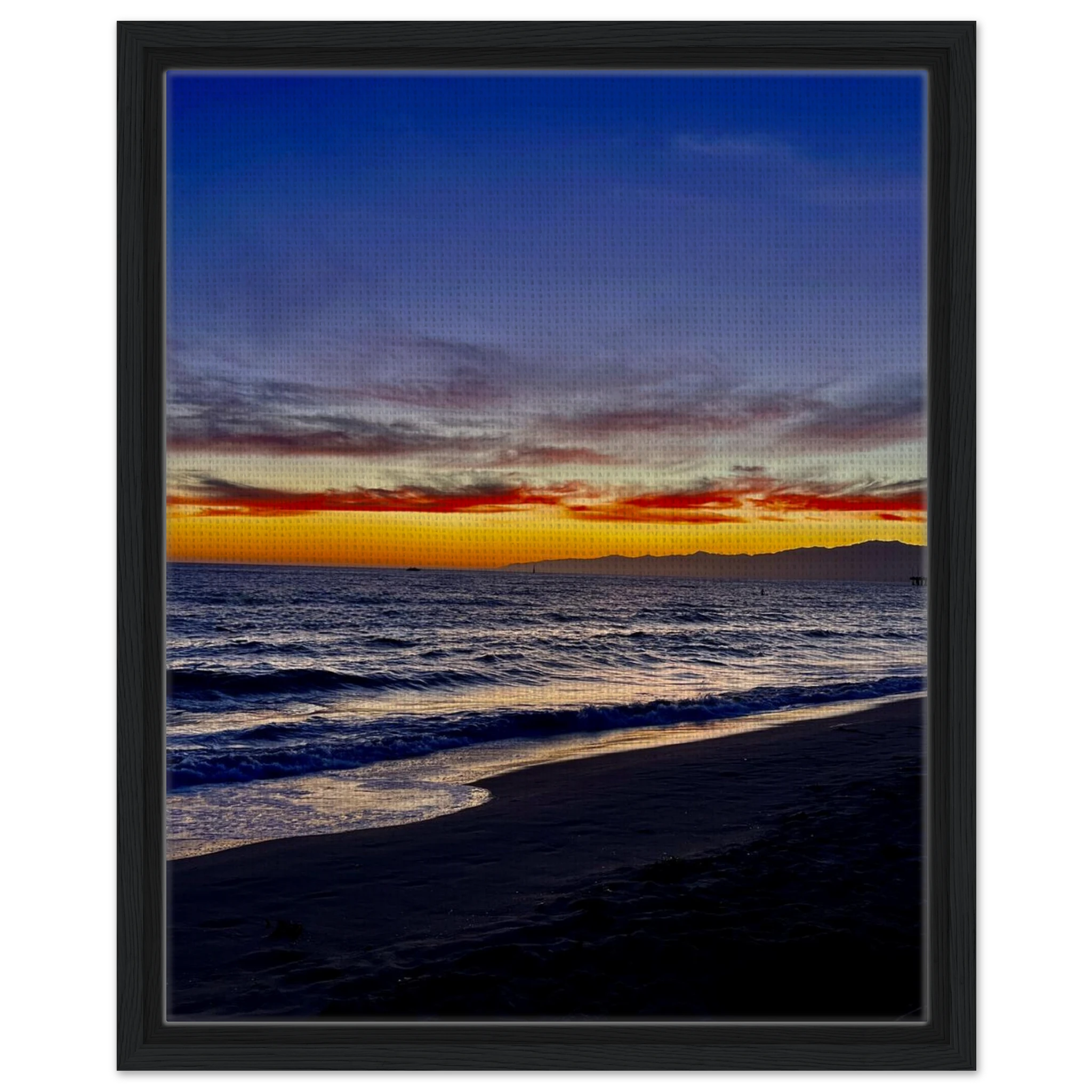 California Sunset Wall Art print by CaliCuration featuring Venice Beach scene on wooden framed canvas, studio edition Spring 2026.