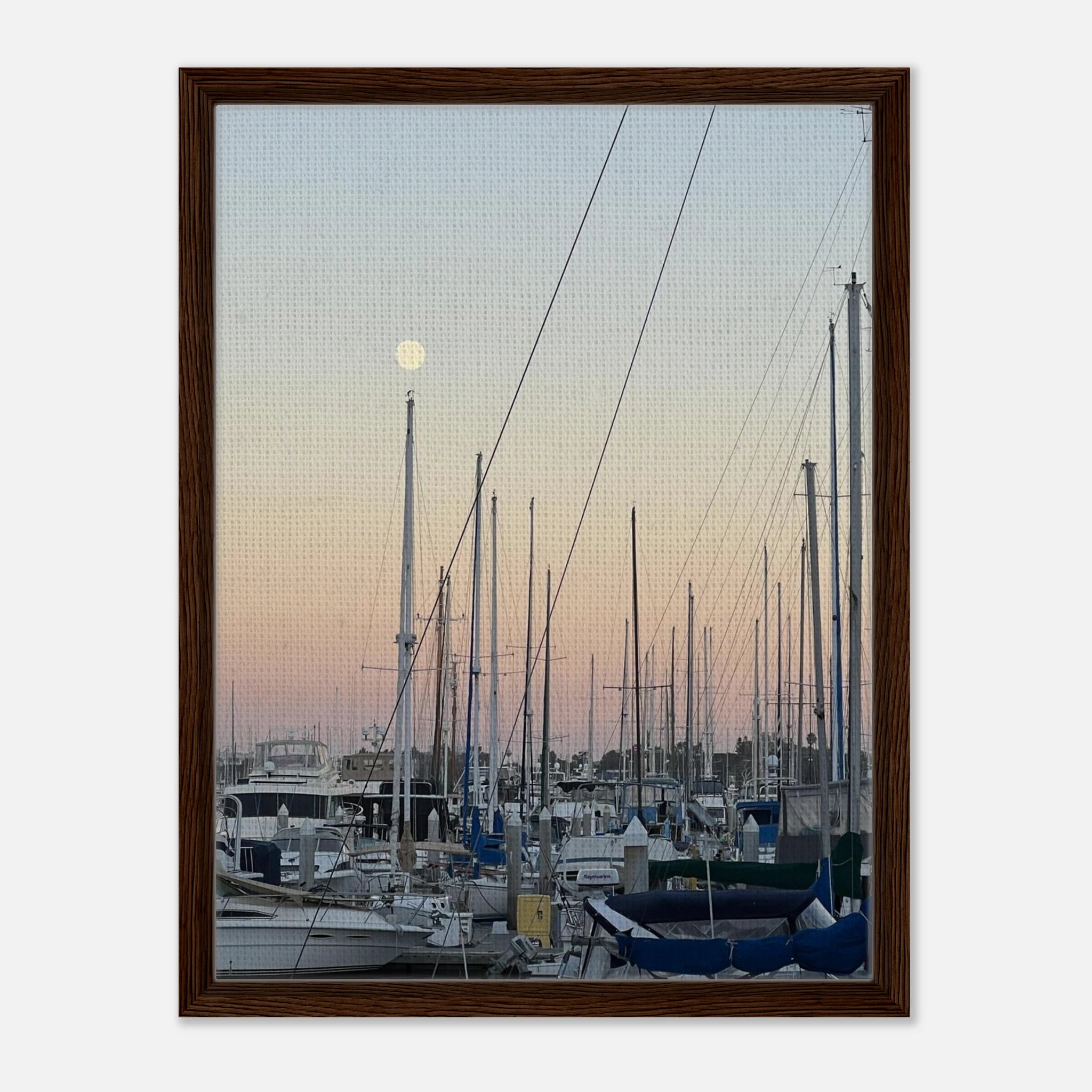 Framed canvas print of Summer Evening Marina Del Rey California with nautical and chic tones, by California Canvas Studio Edition.