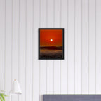Southern California Red Sunset framed canvas print by CaliCuration, vibrant sunset scene on high-quality print material.
