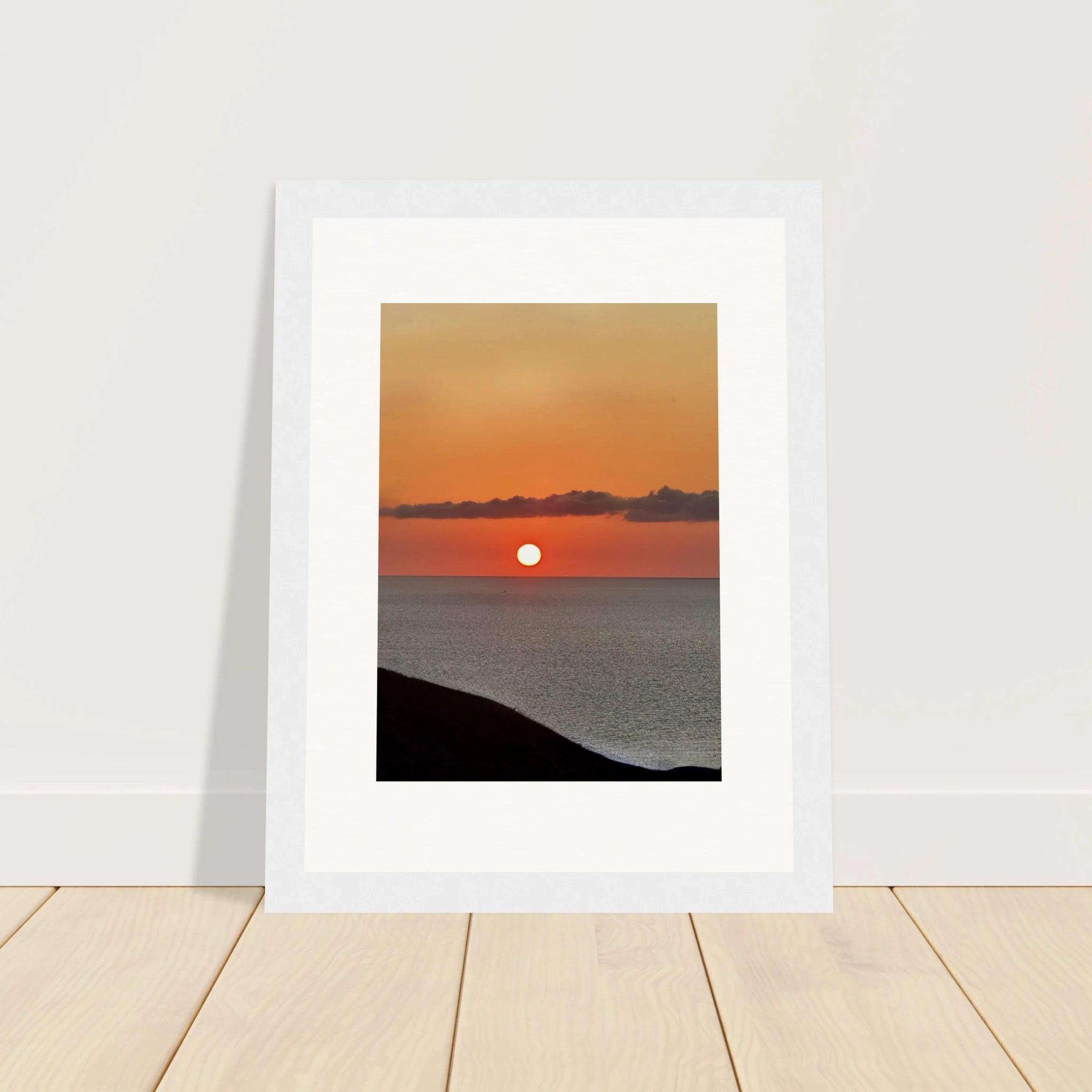 Vibrant Mediterranean Sunset framed poster print by My Store, showcasing colorful wall art for home or office decor.