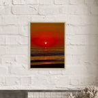 Framed canvas print of California Red Sunset Series 2/3 by CaliCuration, featuring vibrant red sunset hues and artistic studio edition design.