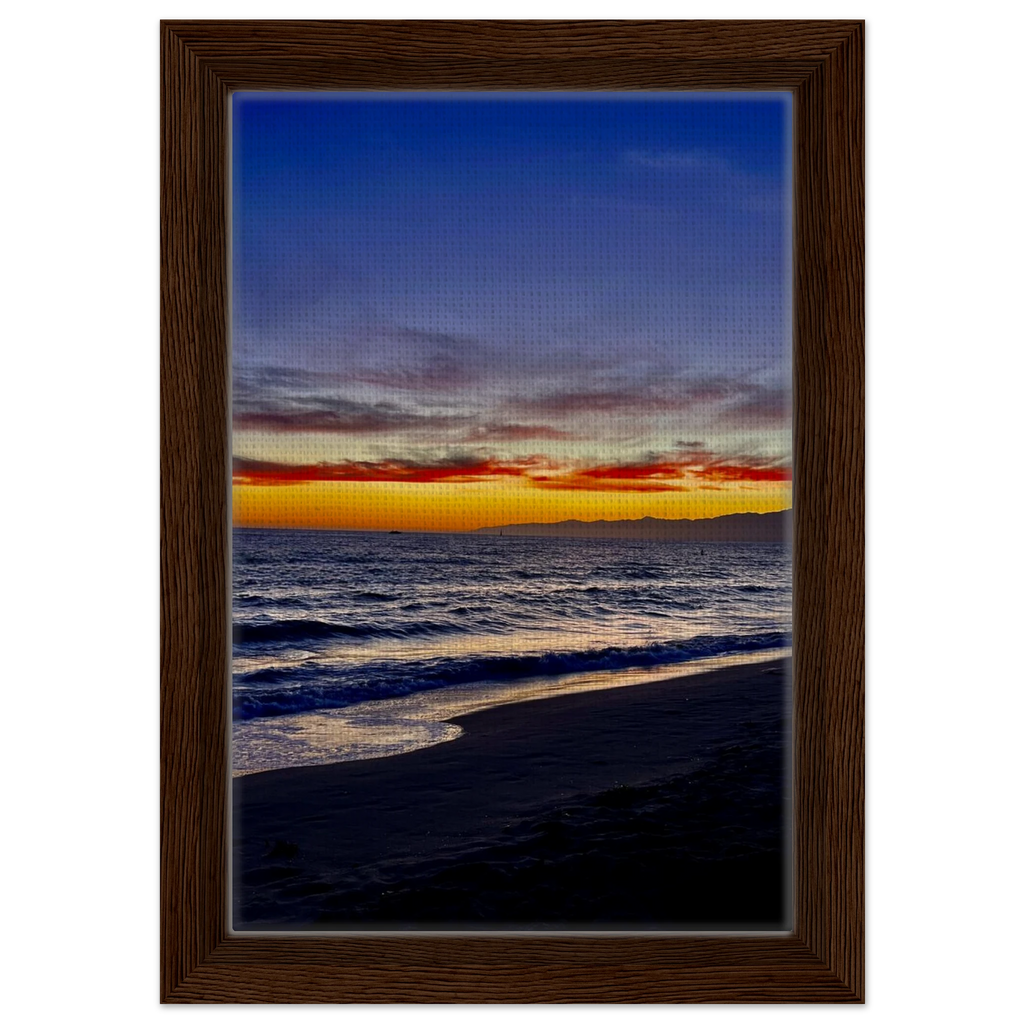 Venice Beach Sunset wall art print by CaliCuration, framed canvas featuring a vibrant California sunset scene.