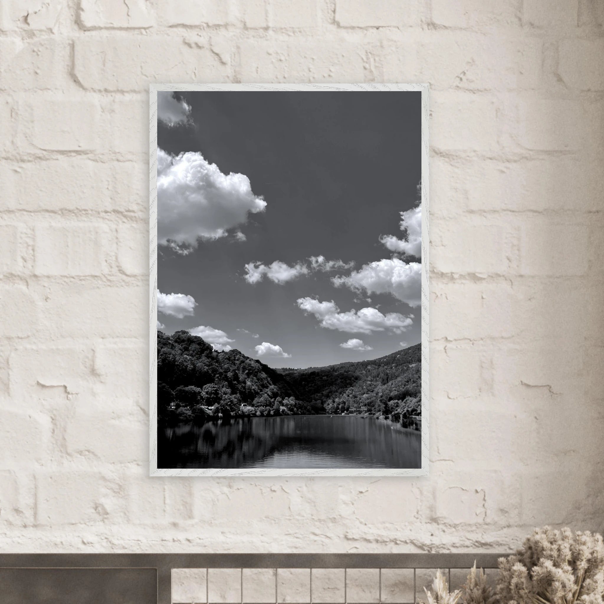Black and white framed poster featuring a German river view from the Studio Edition Spring 2026 travel collection.