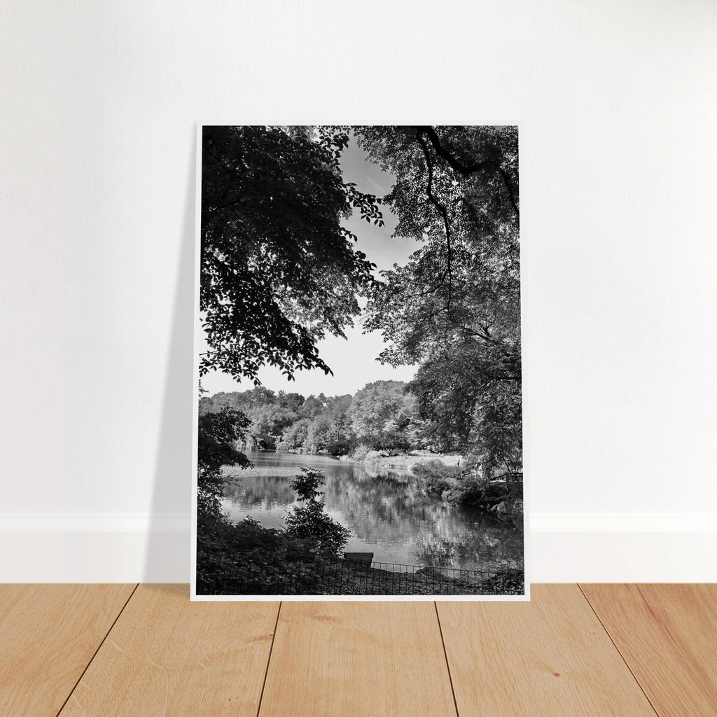 Black and white framed print of Upstate New York summer lake scene from the Studio Edition Travel Collection by My Store.