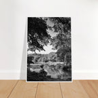 Black and white framed print of Upstate New York summer lake scene from the Studio Edition Travel Collection by My Store.