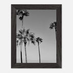 Premium wooden framed black and white California beach icons poster in semi-gloss finish, showcasing SoCal art.