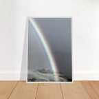Black and white framed poster featuring a post-summer storm rainbow, part of the California Central Coast travel collection.