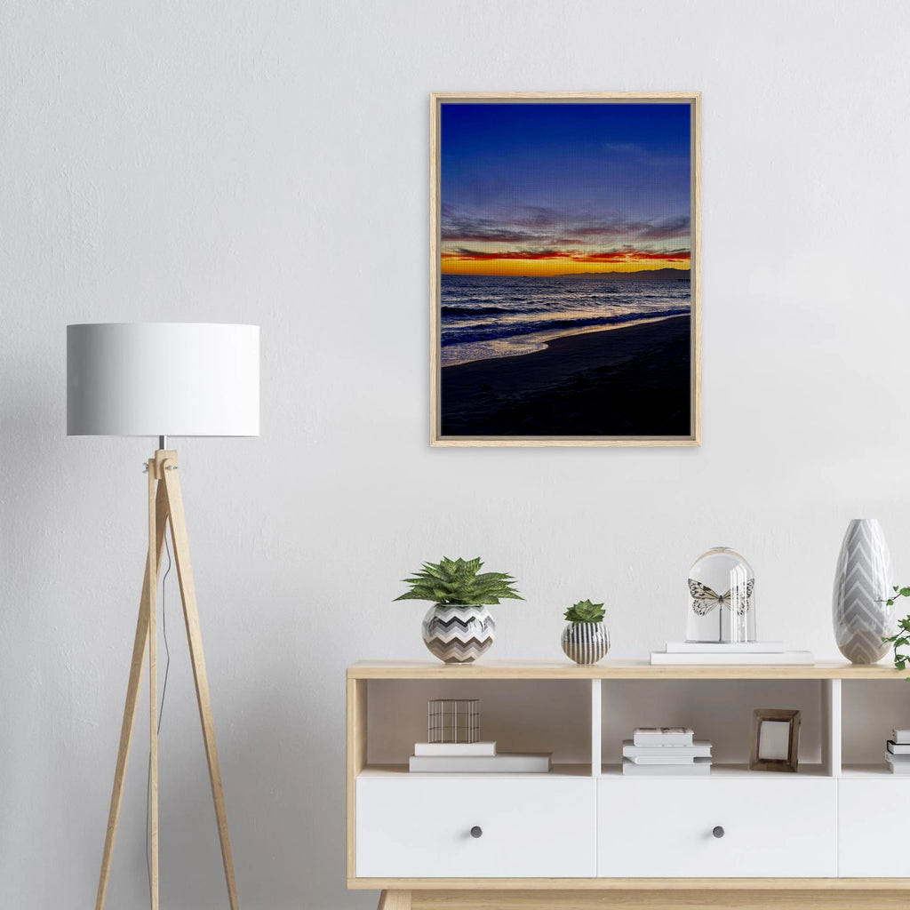 California SUNSET WALL Art print by CaliCuration featuring Venice Beach scene on wooden framed canvas, spring 2026 edition.