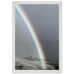 Black and white framed poster of a rainbow after a summer storm, part of the California Central Coast travel collection, Studio Edition.