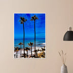 Malibu Palm Tree Family framed poster by CaliCuration, California art print on high-quality print material, spring '26 studio edition.
