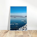 Wooden framed Hudson Valley winter poster print featuring snowy holiday scenery from the Travel Collection, Studio Edition.