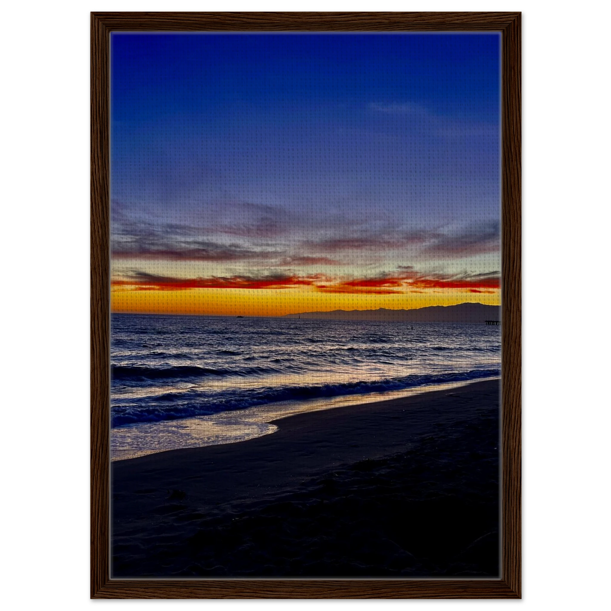 California Sunset Wall Art print by CaliCuration featuring Venice Beach scene on wooden framed canvas, studio edition spring 2026.