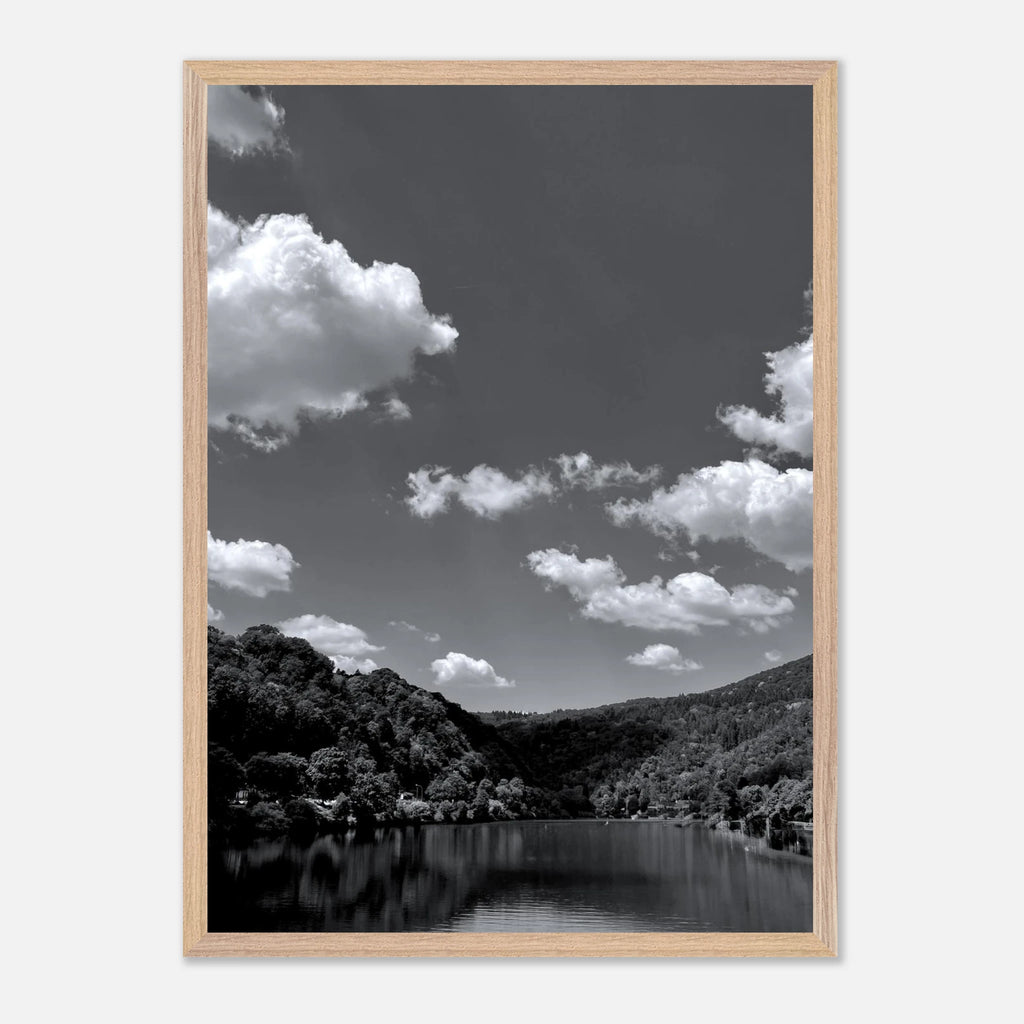 Black and white framed poster of a German river view, part of the Studio Edition travel collection, mounted print by My Store.