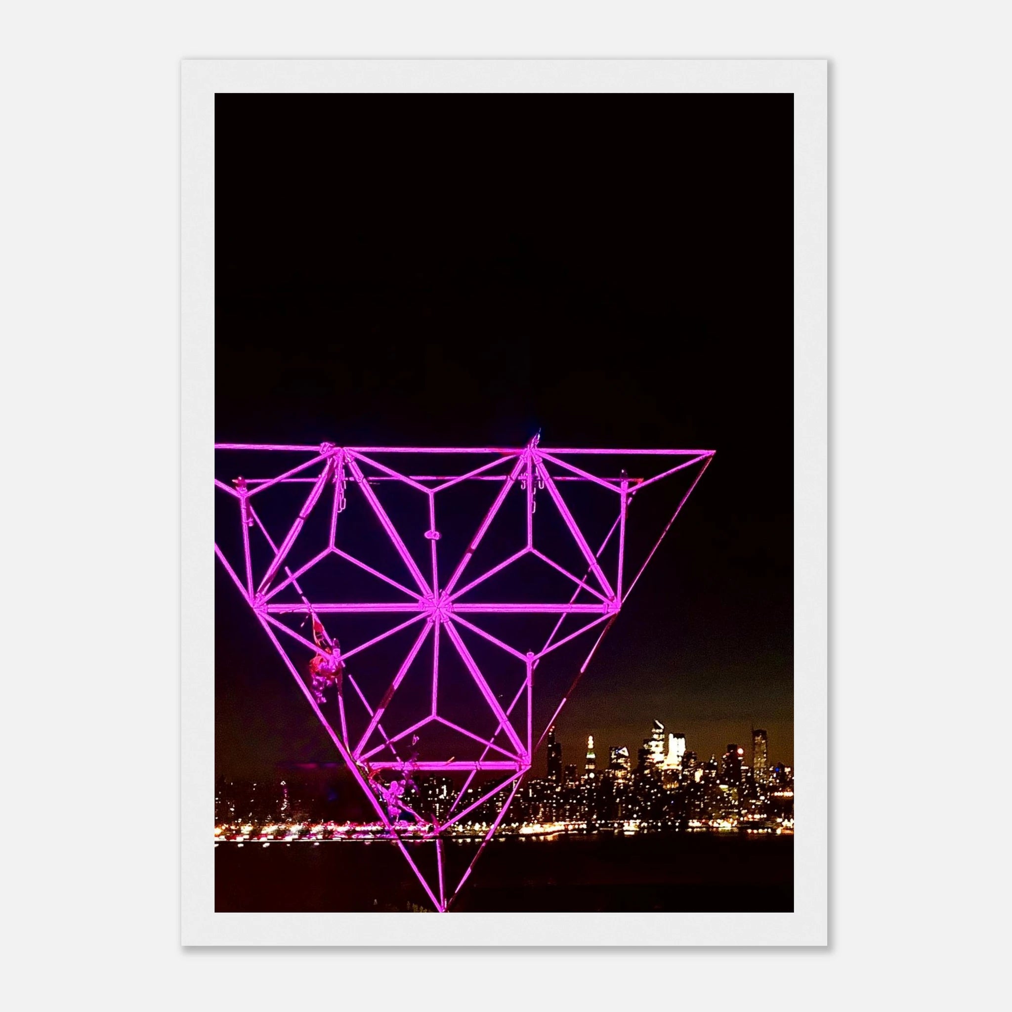 Framed print of New York City holiday art featuring a Manhattan night view with Empire State Building, part of the Studio Edition travel collection.