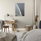 Black and white framed poster of a post-summer storm rainbow, part of the California Central Coast travel collection, studio edition.