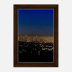 Premium wooden framed canvas print of Los Angeles Downtown Nightglow, elegant home wall art by My Store, studio edition.