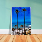California art print titled Malibu Palm Tree Family framed poster by CaliCuration, featuring a vibrant spring 2026 studio edition print.