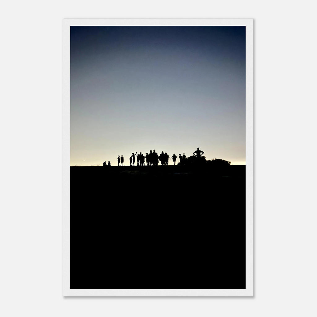 Black and white framed poster of Hollywood Hills with city lights, part of the Summer Hike California art series by My Store.