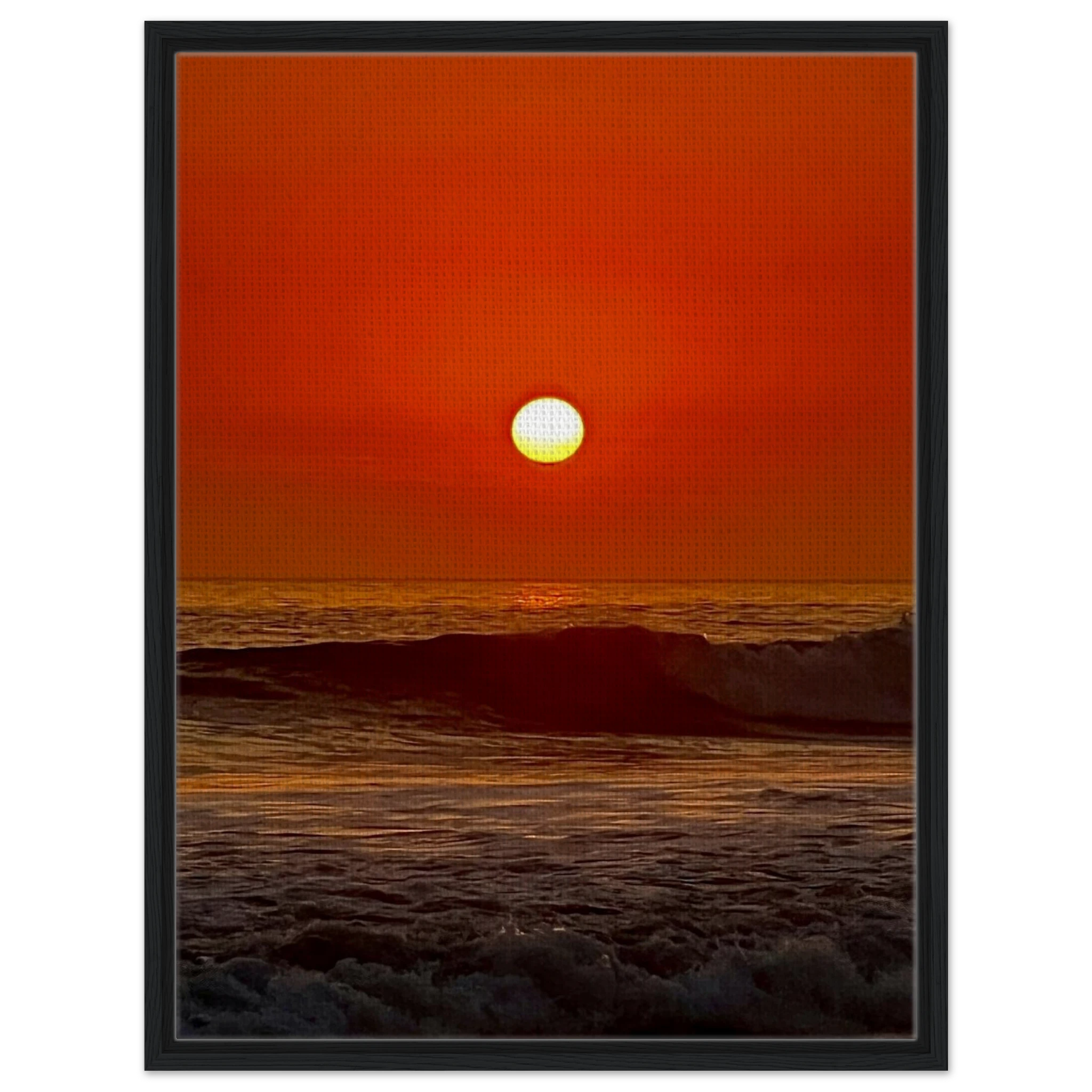 California Red Sunset Series framed canvas print by CaliCuration featuring vibrant red sunset hues in a studio edition.