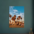 SoCal Beach canvas print featuring edgy palm trees and graffiti design, California studio edition wall art.