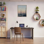 Framed canvas art print of Summer Evening Marina Del Rey with nautical tones, California Canvas Studio Edition, depicting a coastal scene.