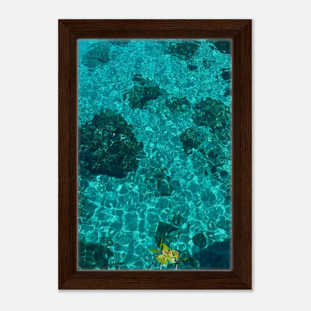 Framed tropical summer coastal artwork print from the Travel Collection featuring vibrant, natural beach scene decor.