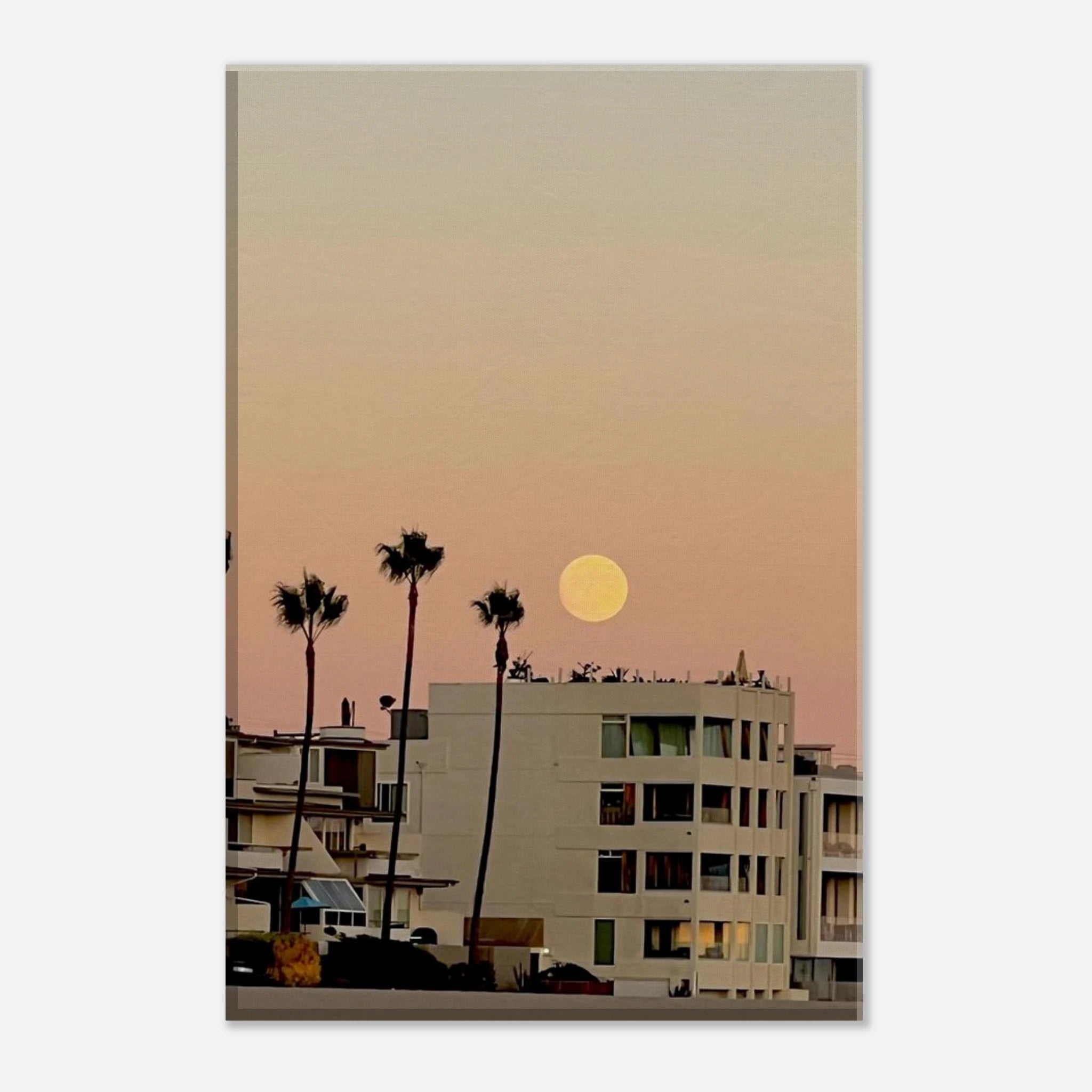 California beach wall art print featuring a SoCal beach scene, ideal for bedroom wall hanging, printed on canvas.
