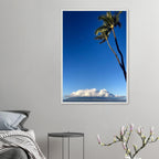 Hawaii Volcano Clouds and Pacific scene framed print from CaliCuration's travel collection, showcasing vibrant volcanic and ocean imagery.
