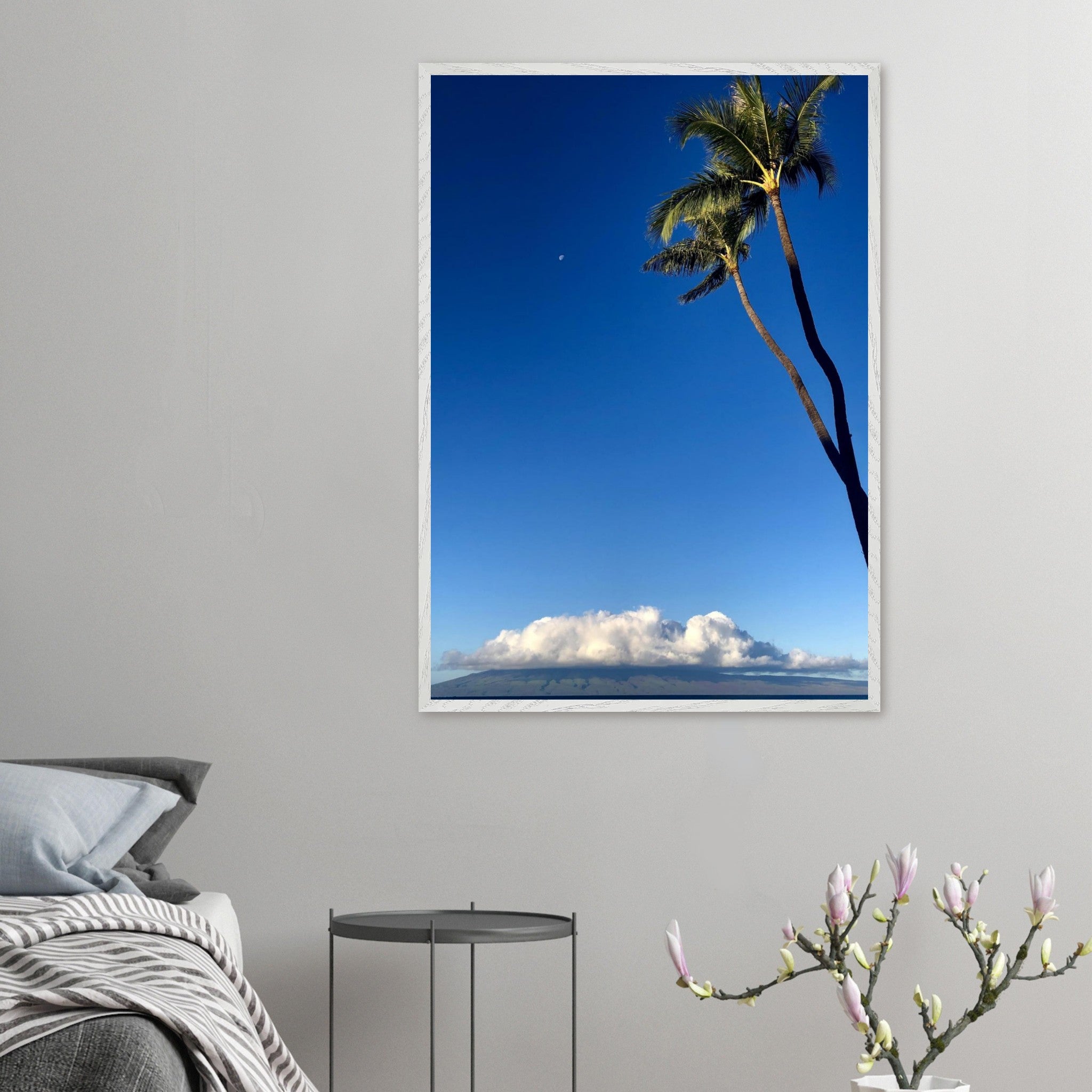 Hawaii Volcano Clouds and Pacific scene framed print from CaliCuration's travel collection, showcasing vibrant volcanic and ocean imagery.