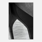 Black and white abstract canvas print of NYC Hudson River pier with high heels in water, part of the Travel Collection Studio Edition.