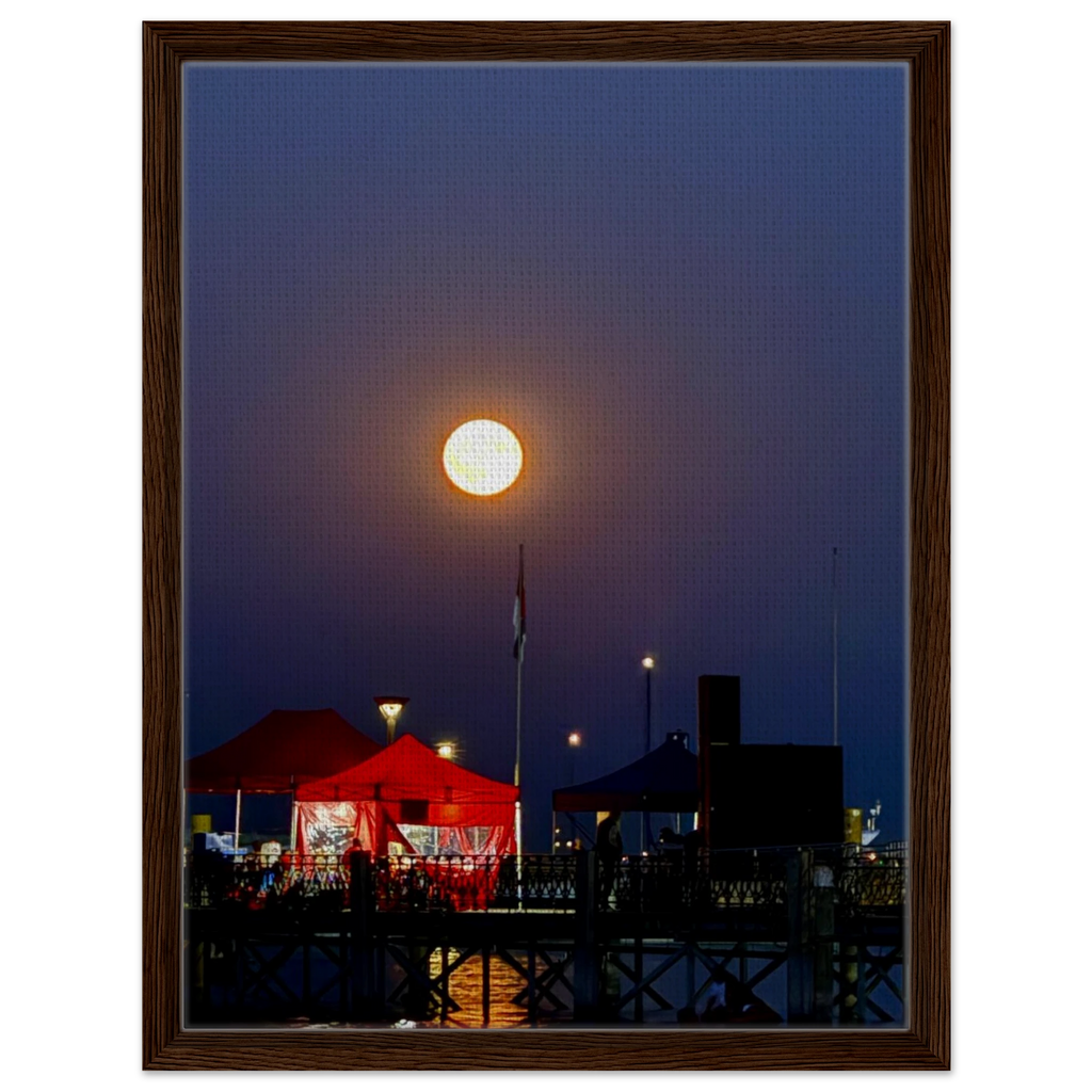 Mystical Fall Full Moon framed canvas celestial wall art with warm autumn tones and detailed moon illustration by CaliCuration.