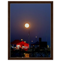 Mystical Fall Full Moon framed canvas celestial wall art with warm autumn tones and detailed moon illustration by CaliCuration.