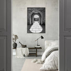 Black and white Cotswolds Estate aluminum framed poster featuring summer light and shadows, part of the Studio Edition travel art collection.