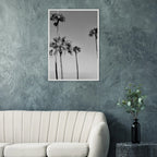 Premium wooden framed black and white California beach icons poster art in semi-gloss finish from Studio Edition.