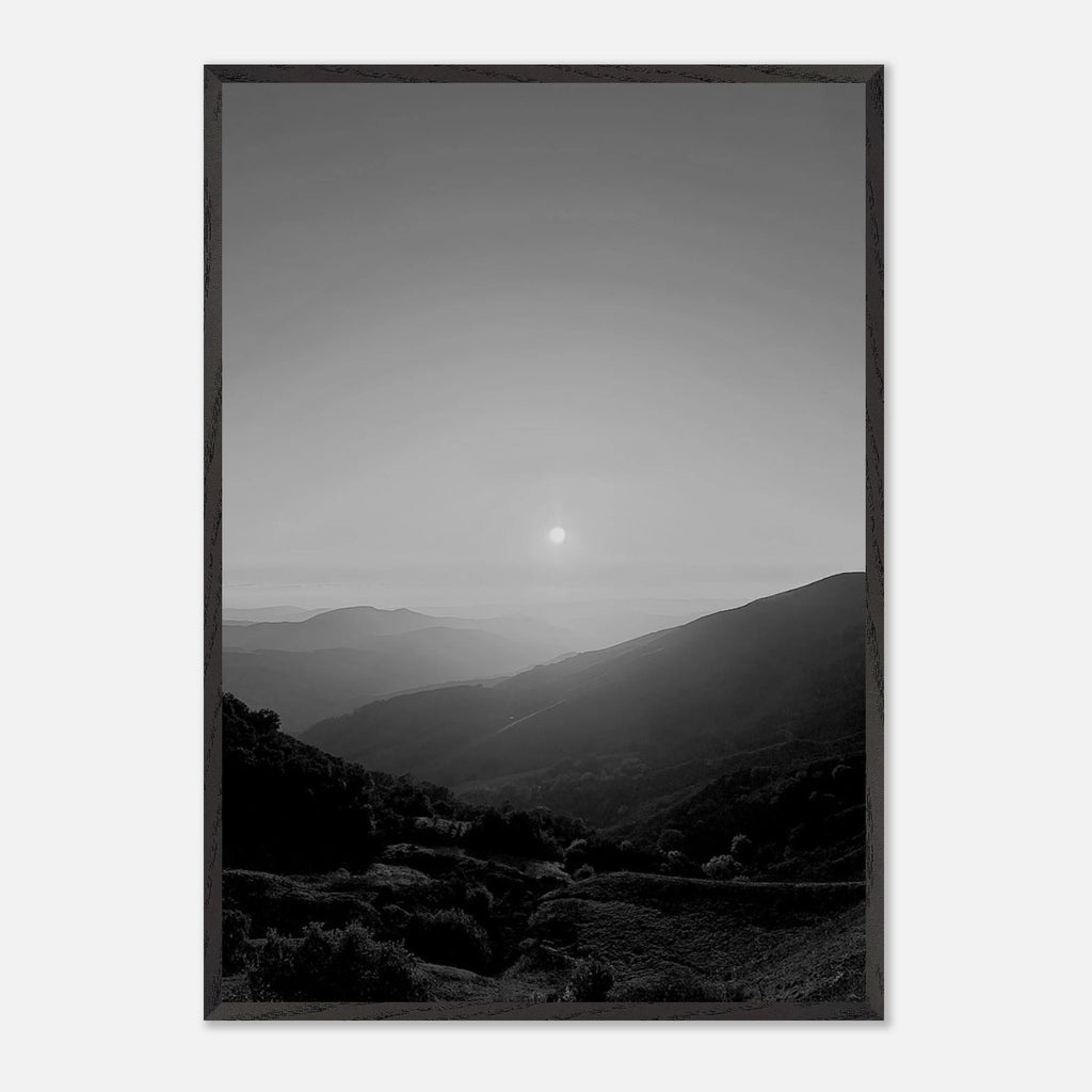 Black and white mounted framed poster of California Central Coast sunset, part of the Studio Edition travel collection.