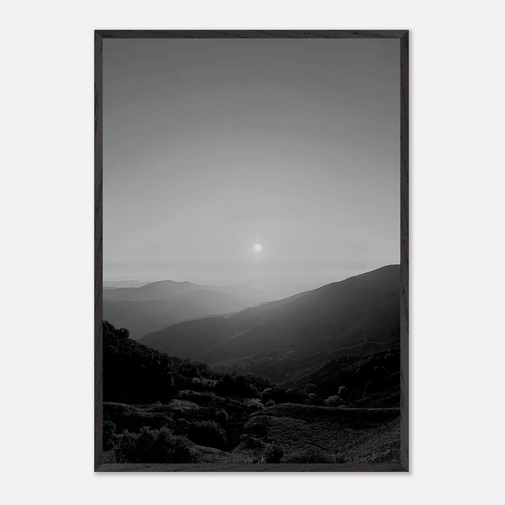 Black and white mounted framed poster of California Central Coast sunset, part of the Studio Edition travel collection.