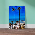 Malibu Palm Tree Family framed poster by CaliCuration, California art print featuring vibrant spring-themed imagery.