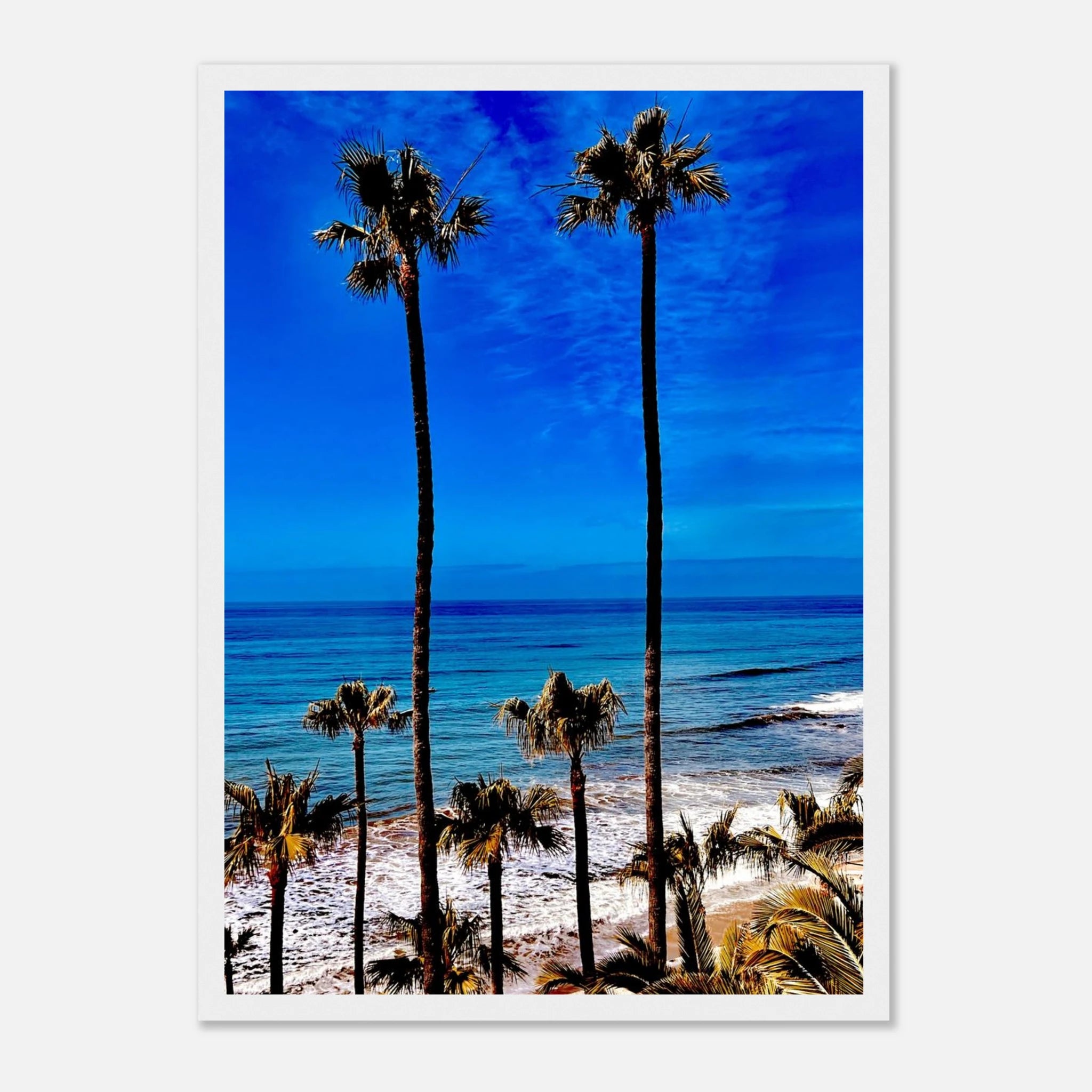 CaliCuration Malibu Palm Tree Family framed art print, spring 2026 studio edition, featuring vibrant California landscape artwork.