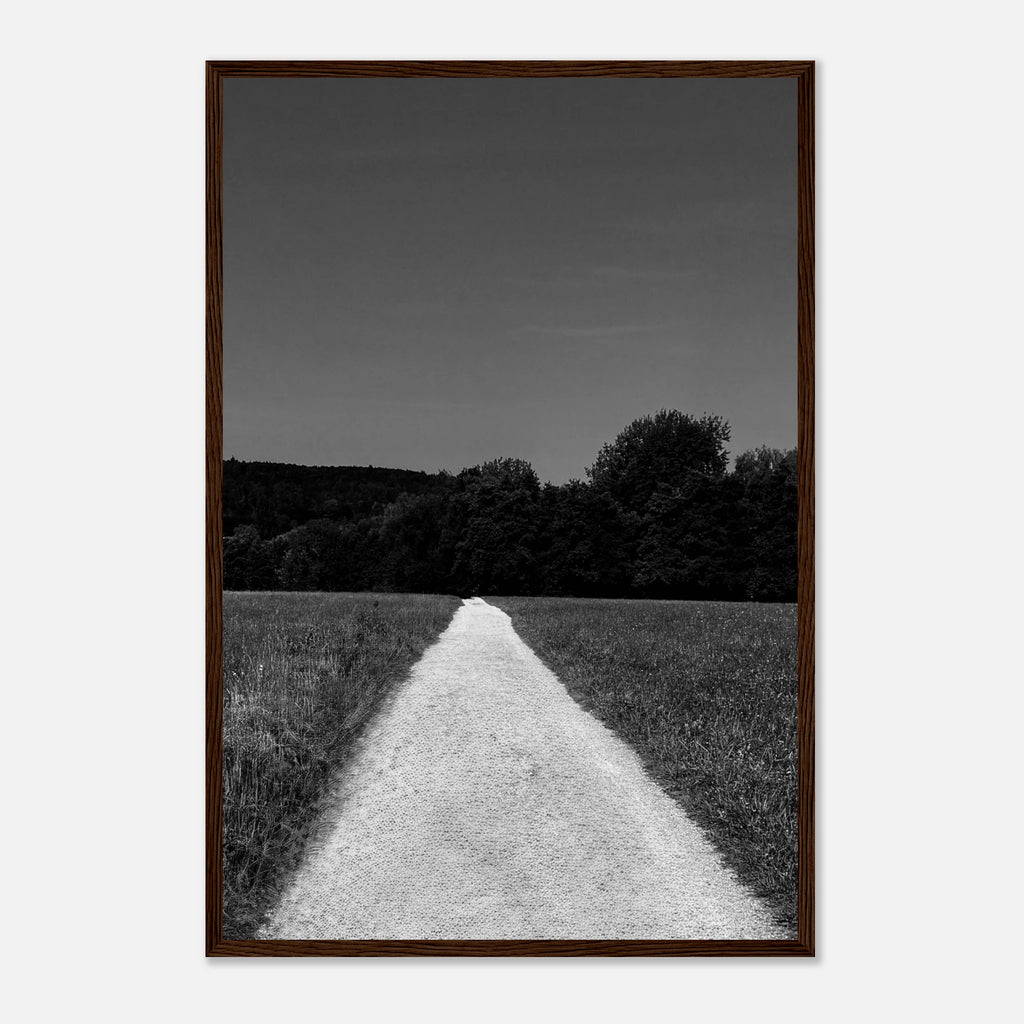 Black and white framed poster of a summer road scene, printed on semi-glossy paper, part of the Travel Collection by My Store.